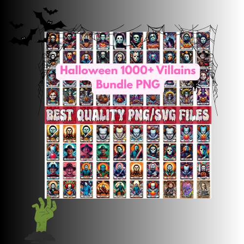Halloween 1000+ Villains Bundle PNG | Horror & Scary Movie Sublimation Designs